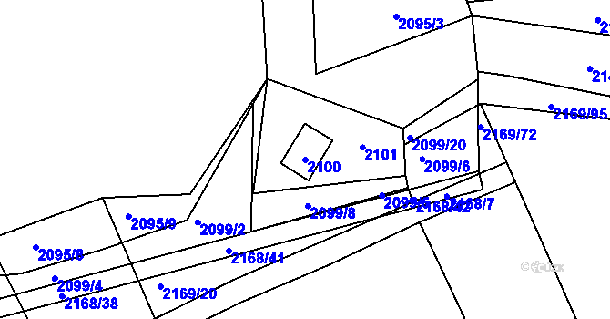 Parcela st. 2100 v KÚ Lužná u Rakovníka, Katastrální mapa