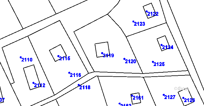 Parcela st. 2119 v KÚ Lužná u Rakovníka, Katastrální mapa
