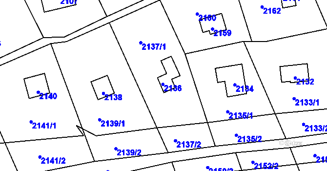 Parcela st. 2136 v KÚ Lužná u Rakovníka, Katastrální mapa