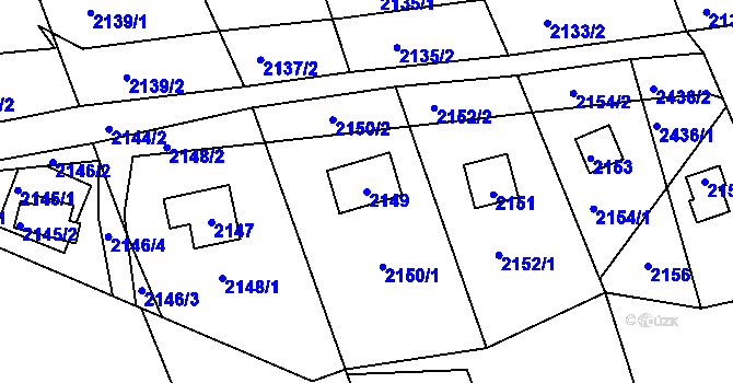 Parcela st. 2149 v KÚ Lužná u Rakovníka, Katastrální mapa