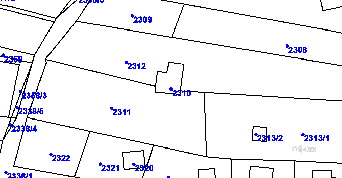 Parcela st. 2310 v KÚ Lužná u Rakovníka, Katastrální mapa