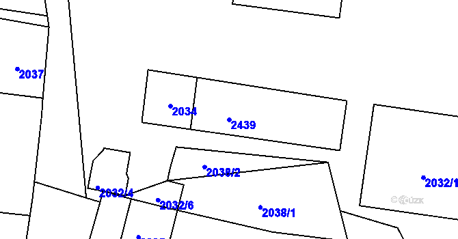Parcela st. 2439 v KÚ Lužná u Rakovníka, Katastrální mapa