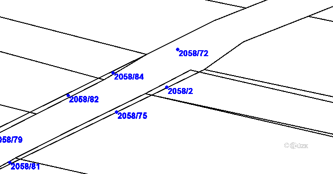 Parcela st. 2058/2 v KÚ Lužná u Rakovníka, Katastrální mapa