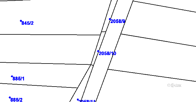 Parcela st. 2058/10 v KÚ Lužná u Rakovníka, Katastrální mapa