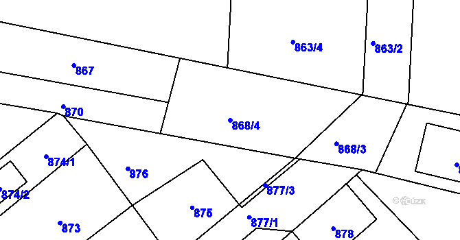 Parcela st. 868/4 v KÚ Lužná u Rakovníka, Katastrální mapa