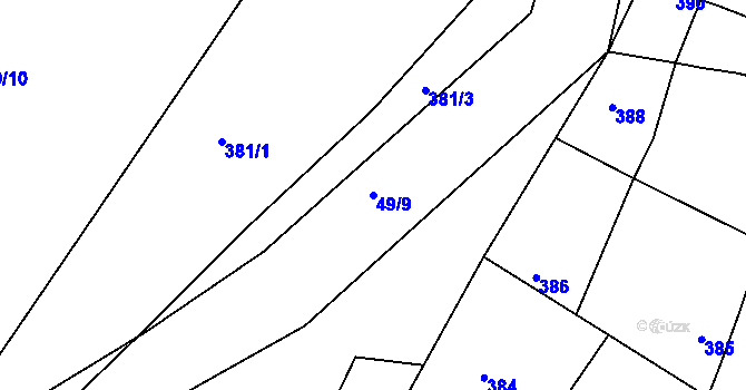 Parcela st. 49/9 v KÚ Lužná u Rakovníka, Katastrální mapa