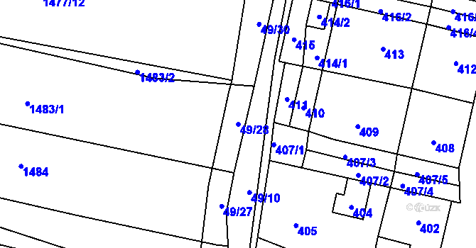 Parcela st. 49/28 v KÚ Lužná u Rakovníka, Katastrální mapa