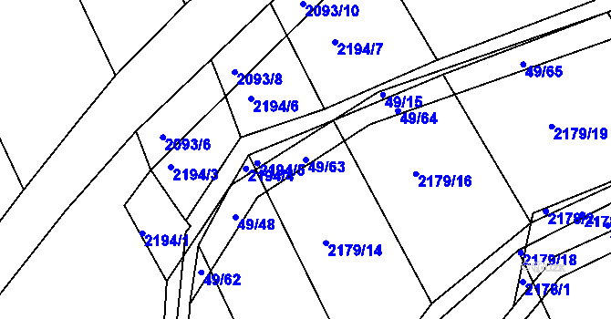 Parcela st. 49/63 v KÚ Lužná u Rakovníka, Katastrální mapa