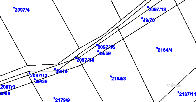 Parcela st. 49/69 v KÚ Lužná u Rakovníka, Katastrální mapa