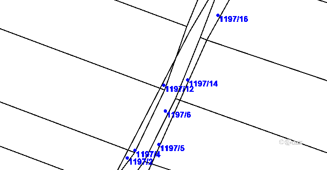 Parcela st. 1197/12 v KÚ Lužná u Rakovníka, Katastrální mapa