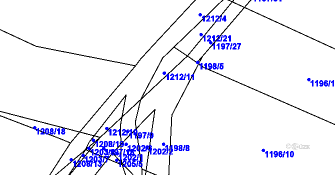 Parcela st. 1197/19 v KÚ Lužná u Rakovníka, Katastrální mapa