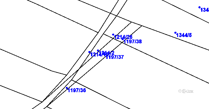 Parcela st. 1197/37 v KÚ Lužná u Rakovníka, Katastrální mapa