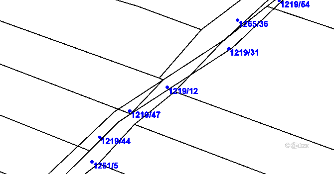 Parcela st. 1219/12 v KÚ Lužná u Rakovníka, Katastrální mapa