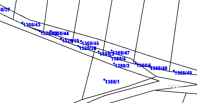 Parcela st. 1388/2 v KÚ Lužná u Rakovníka, Katastrální mapa