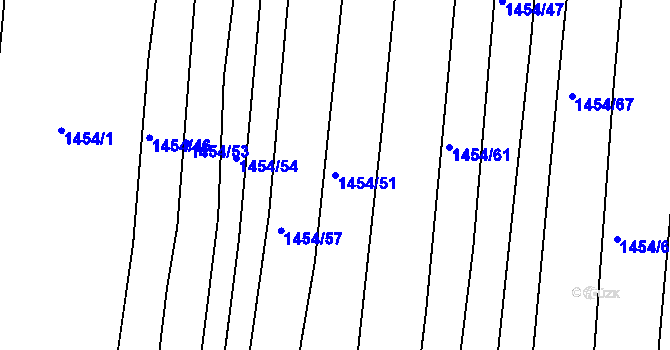 Parcela st. 1454/51 v KÚ Lužná u Rakovníka, Katastrální mapa