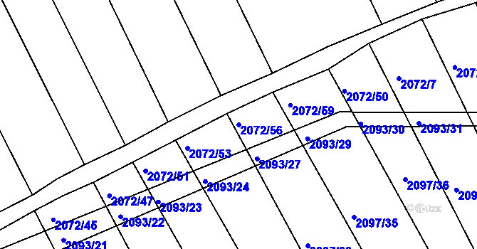 Parcela st. 2072/56 v KÚ Lužná u Rakovníka, Katastrální mapa