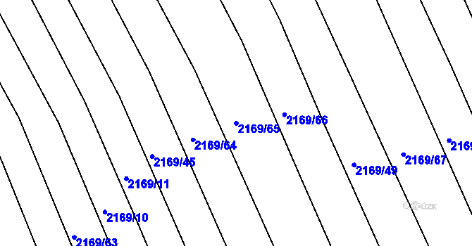 Parcela st. 2169/65 v KÚ Lužná u Rakovníka, Katastrální mapa