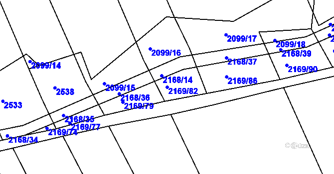 Parcela st. 2169/82 v KÚ Lužná u Rakovníka, Katastrální mapa