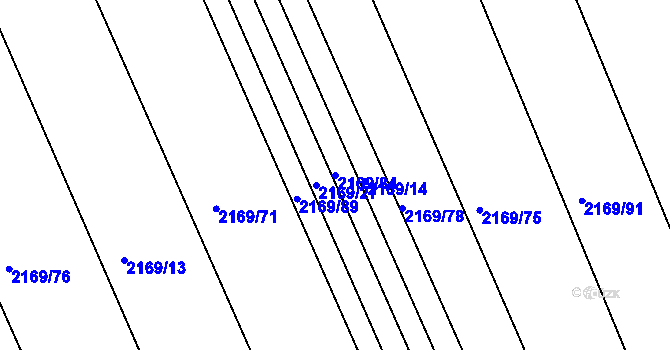 Parcela st. 2169/84 v KÚ Lužná u Rakovníka, Katastrální mapa