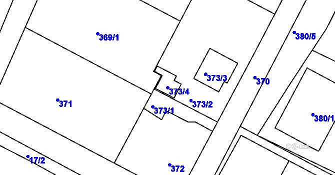 Parcela st. 373/4 v KÚ Lužná u Rakovníka, Katastrální mapa