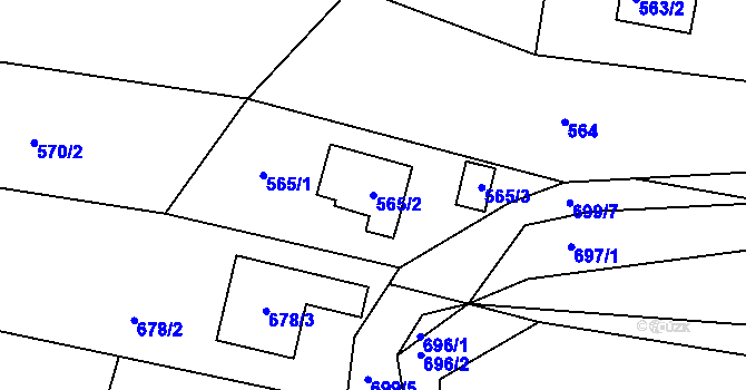 Parcela st. 565/2 v KÚ Lužná u Rakovníka, Katastrální mapa