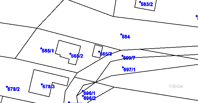 Parcela st. 565/3 v KÚ Lužná u Rakovníka, Katastrální mapa