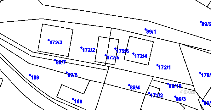 Parcela st. 172/5 v KÚ Lužná u Rakovníka, Katastrální mapa