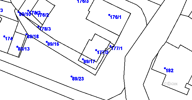 Parcela st. 177/2 v KÚ Lužná u Rakovníka, Katastrální mapa