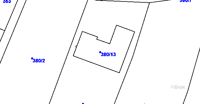 Parcela st. 380/13 v KÚ Lužná u Rakovníka, Katastrální mapa