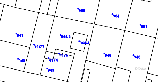 Parcela st. 944/4 v KÚ Lužná u Rakovníka, Katastrální mapa