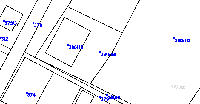 Parcela st. 380/14 v KÚ Lužná u Rakovníka, Katastrální mapa