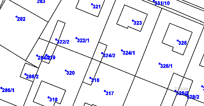 Parcela st. 324/2 v KÚ Lužná u Rakovníka, Katastrální mapa