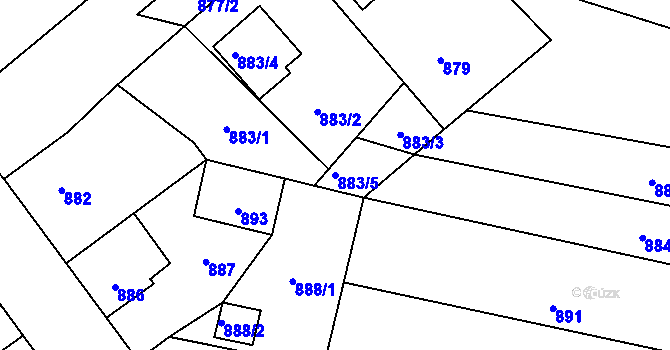 Parcela st. 883/5 v KÚ Lužná u Rakovníka, Katastrální mapa