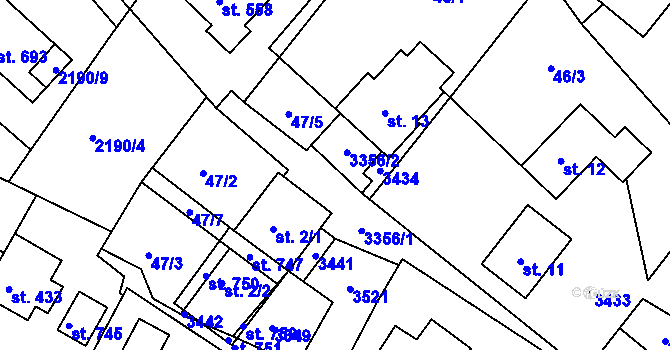 Parcela st. 9 v KÚ Lužná u Vsetína, Katastrální mapa