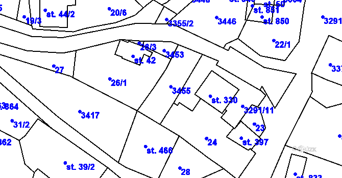 Parcela st. 41 v KÚ Lužná u Vsetína, Katastrální mapa