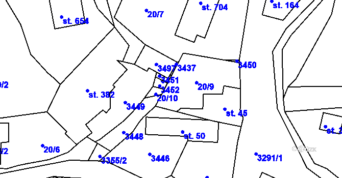 Parcela st. 51 v KÚ Lužná u Vsetína, Katastrální mapa