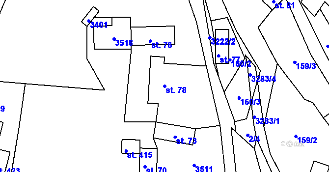 Parcela st. 78 v KÚ Lužná u Vsetína, Katastrální mapa