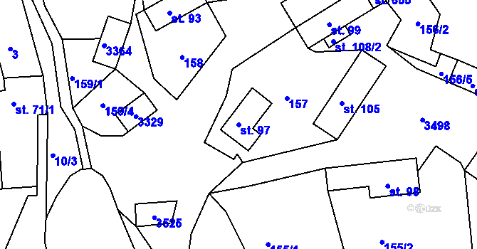 Parcela st. 97 v KÚ Lužná u Vsetína, Katastrální mapa