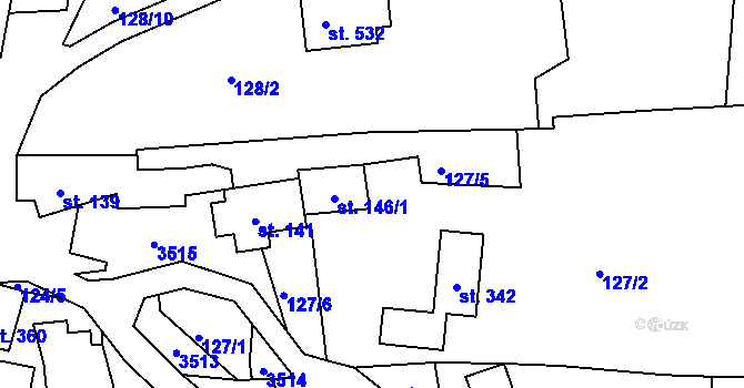 Parcela st. 146/2 v KÚ Lužná u Vsetína, Katastrální mapa