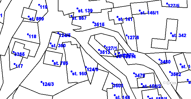 Parcela st. 147/3 v KÚ Lužná u Vsetína, Katastrální mapa