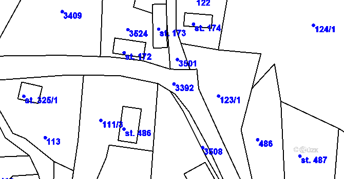 Parcela st. 178/2 v KÚ Lužná u Vsetína, Katastrální mapa