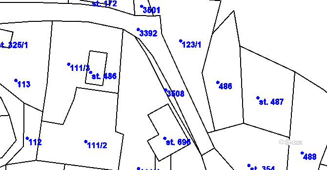 Parcela st. 178/3 v KÚ Lužná u Vsetína, Katastrální mapa
