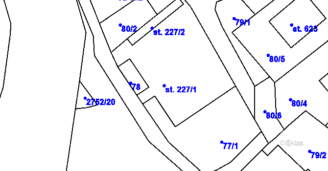 Parcela st. 227/1 v KÚ Lužná u Vsetína, Katastrální mapa