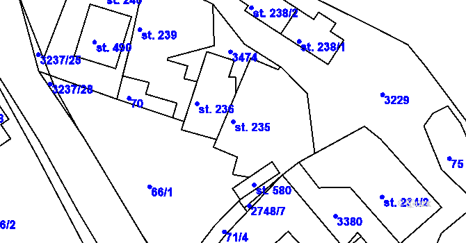 Parcela st. 235 v KÚ Lužná u Vsetína, Katastrální mapa