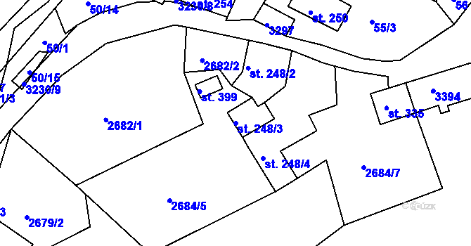 Parcela st. 248/3 v KÚ Lužná u Vsetína, Katastrální mapa