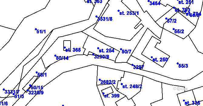 Parcela st. 254 v KÚ Lužná u Vsetína, Katastrální mapa