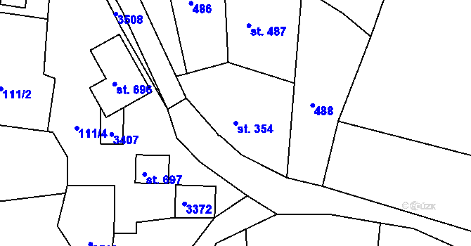 Parcela st. 354 v KÚ Lužná u Vsetína, Katastrální mapa