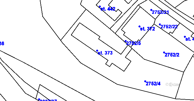 Parcela st. 373 v KÚ Lužná u Vsetína, Katastrální mapa
