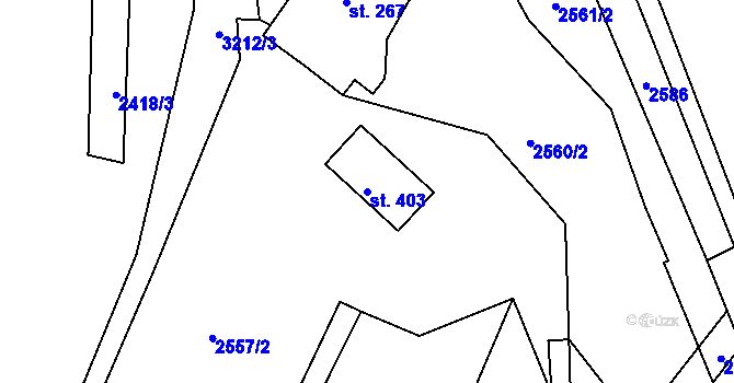 Parcela st. 403 v KÚ Lužná u Vsetína, Katastrální mapa