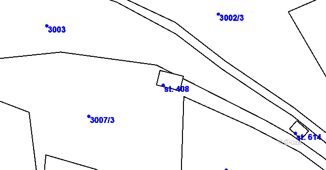 Parcela st. 408 v KÚ Lužná u Vsetína, Katastrální mapa